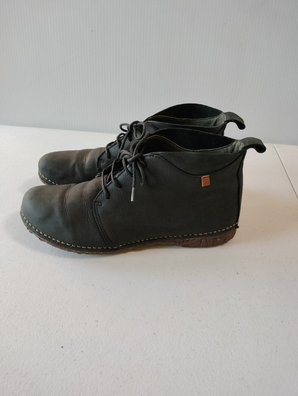 El Naturalista Angkor Black Leather Lace-Up Casual Ankle Boots 39 Minimalist